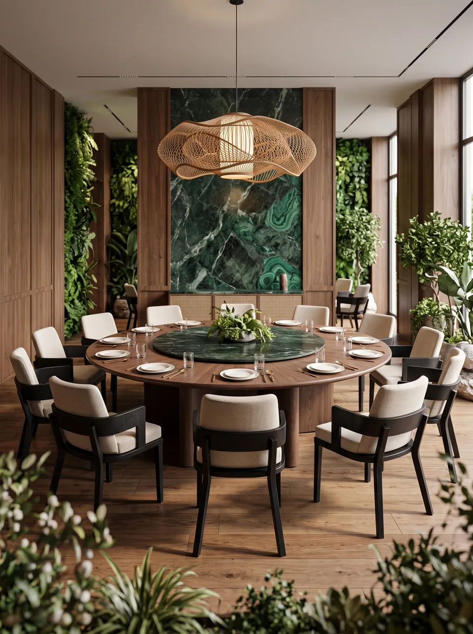 Garden Walnut Banquet Round view 3
