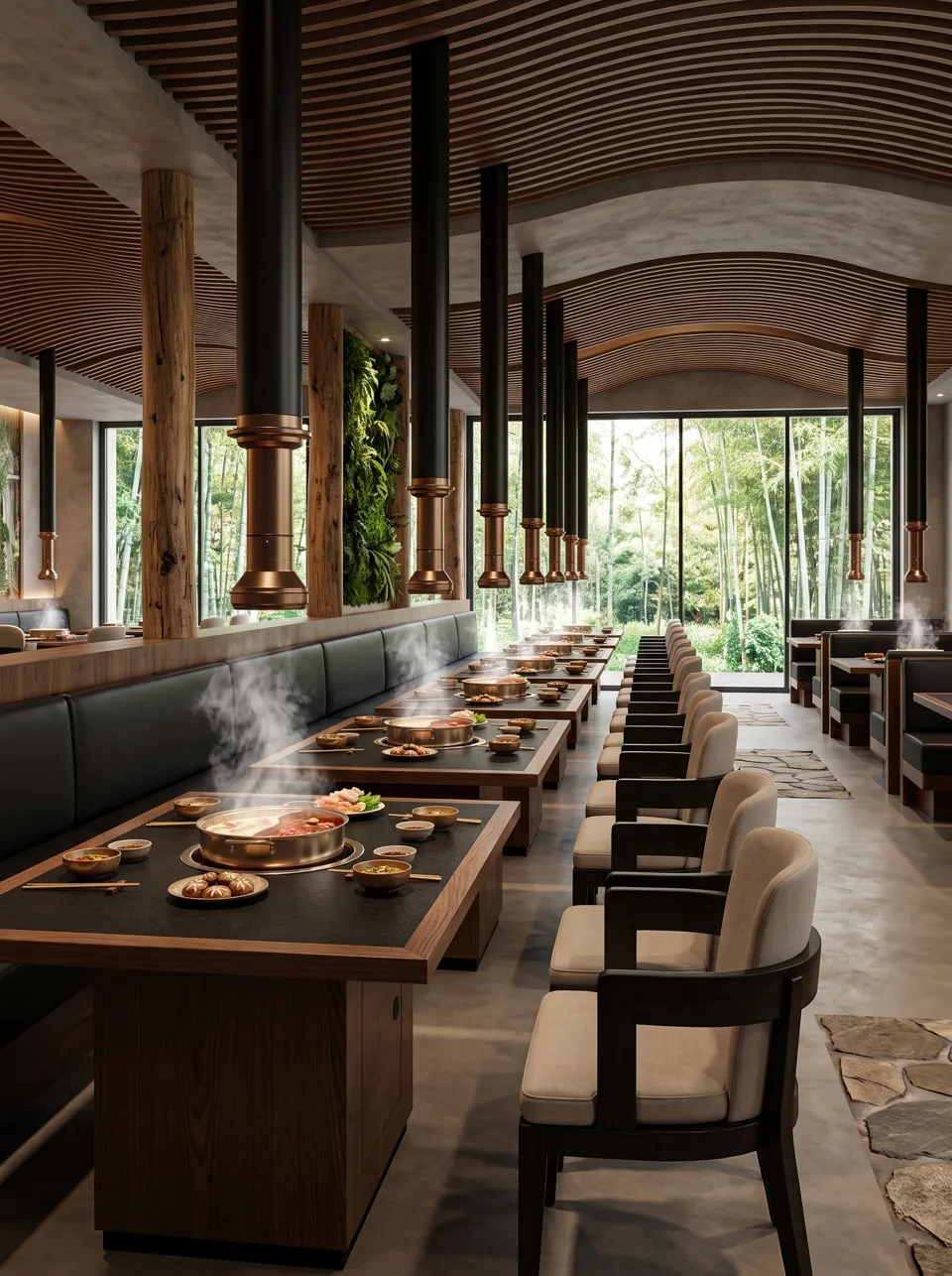 Tables engineered around the burner